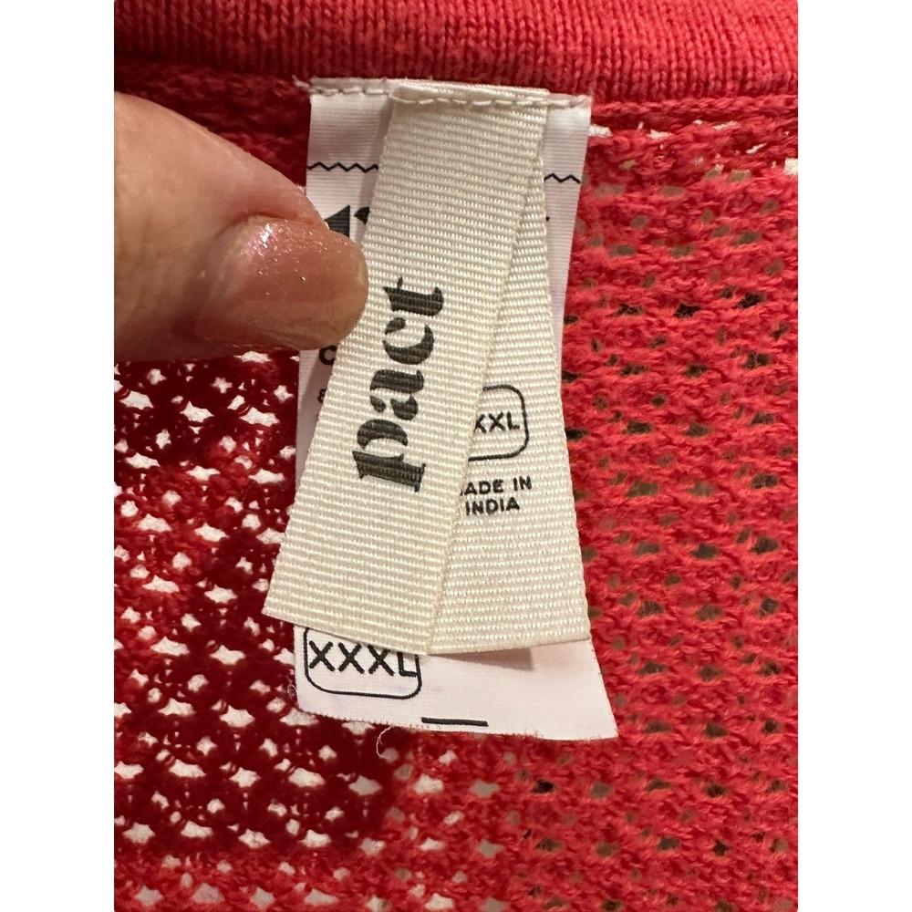 Pact Red Open-Knit Collared Tunic Top - Picture 2 of 7